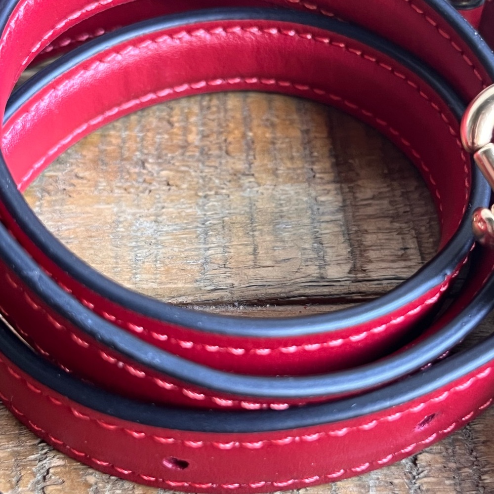 Coach Red Leather Crossbody Replacement Strap with Gold-Tone Hardware - Picture 4 of 11